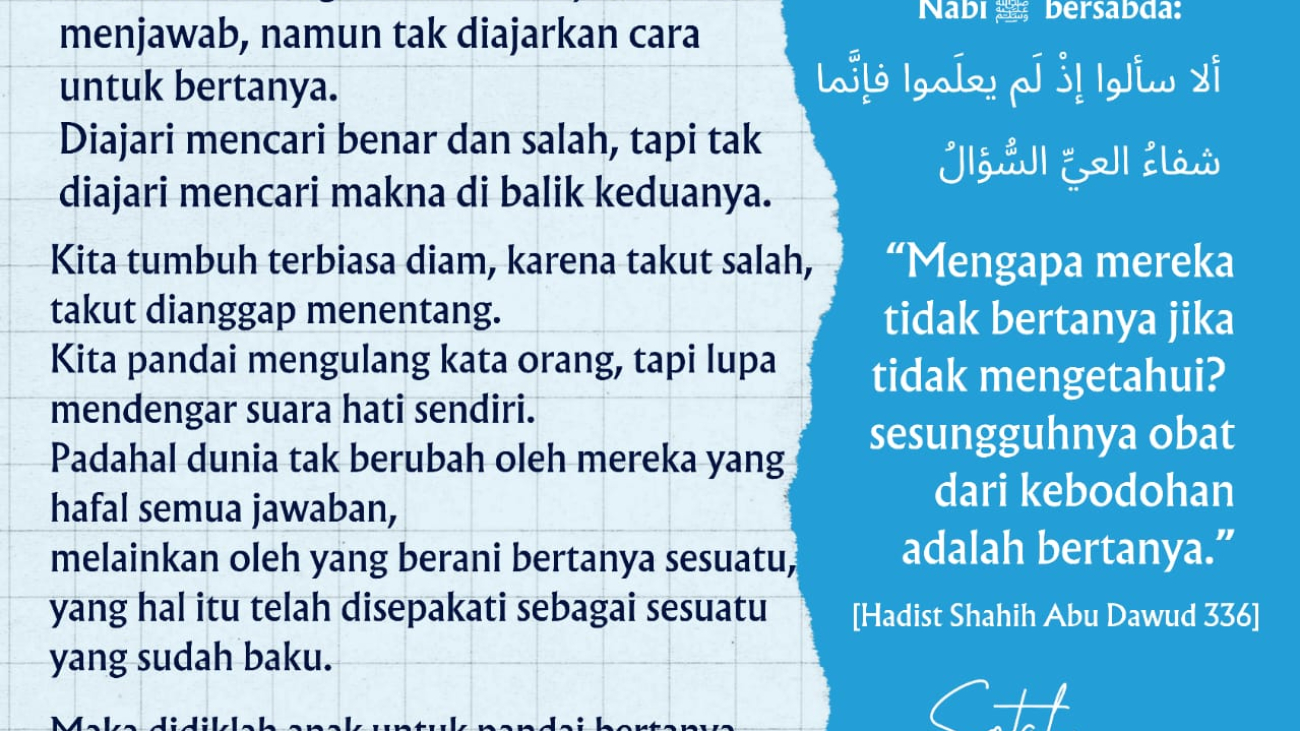 PINTAR MENJAWAB TETAPI TIDAK PANDAI BERTANYA