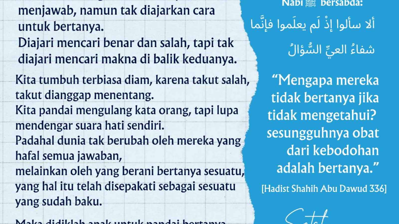 PINTAR MENJAWAB TETAPI TIDAK PANDAI BERTANYA