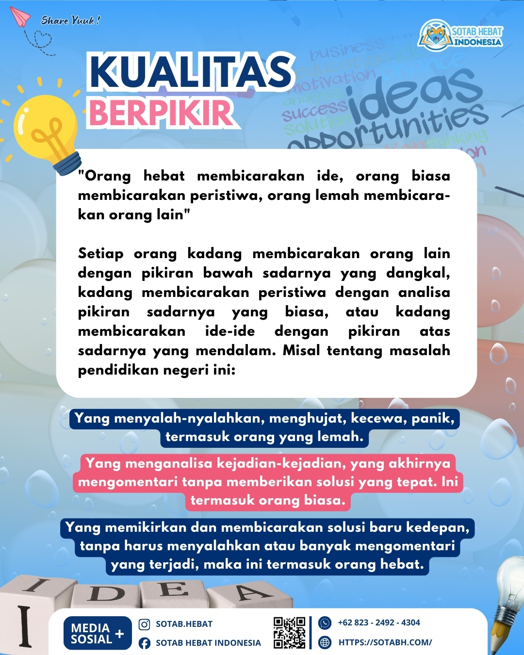 KUALITAS BERPIKIR KUALITAS BERPIKIR