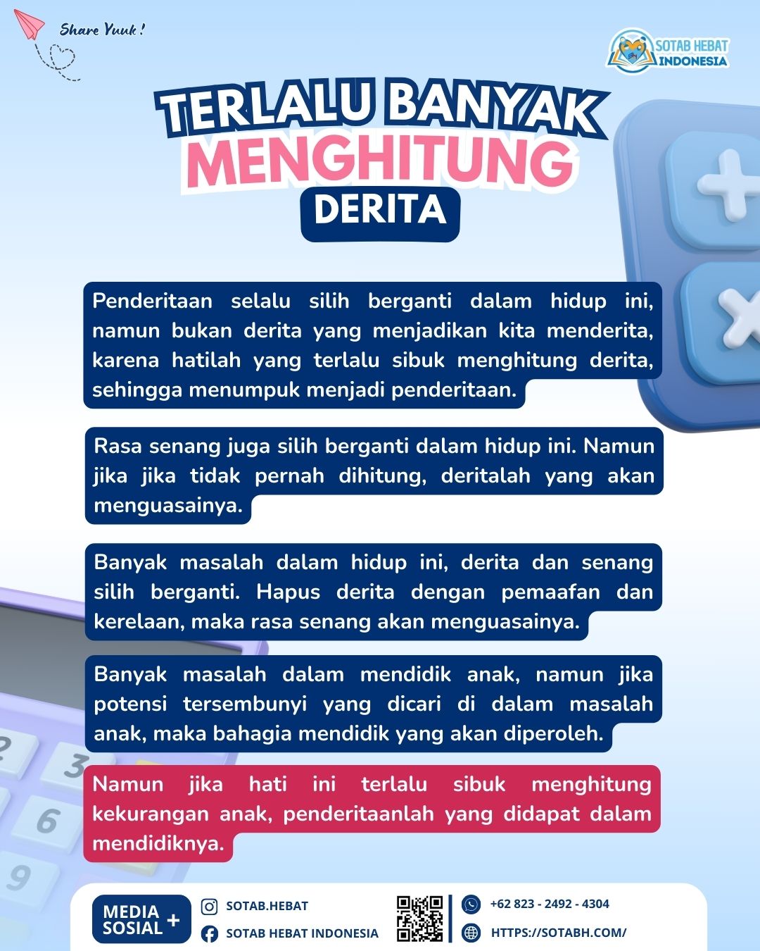 TERLALU BANYAK MENGHITUNG DERITA